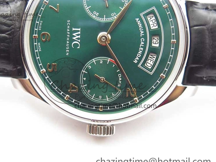 MIROTIME 1230 Portuguese Real PR Real Annual Calendar IW503510 ZF 1:1 Best Edition Green Dial on Black Leather Strap A QuickDry 7097